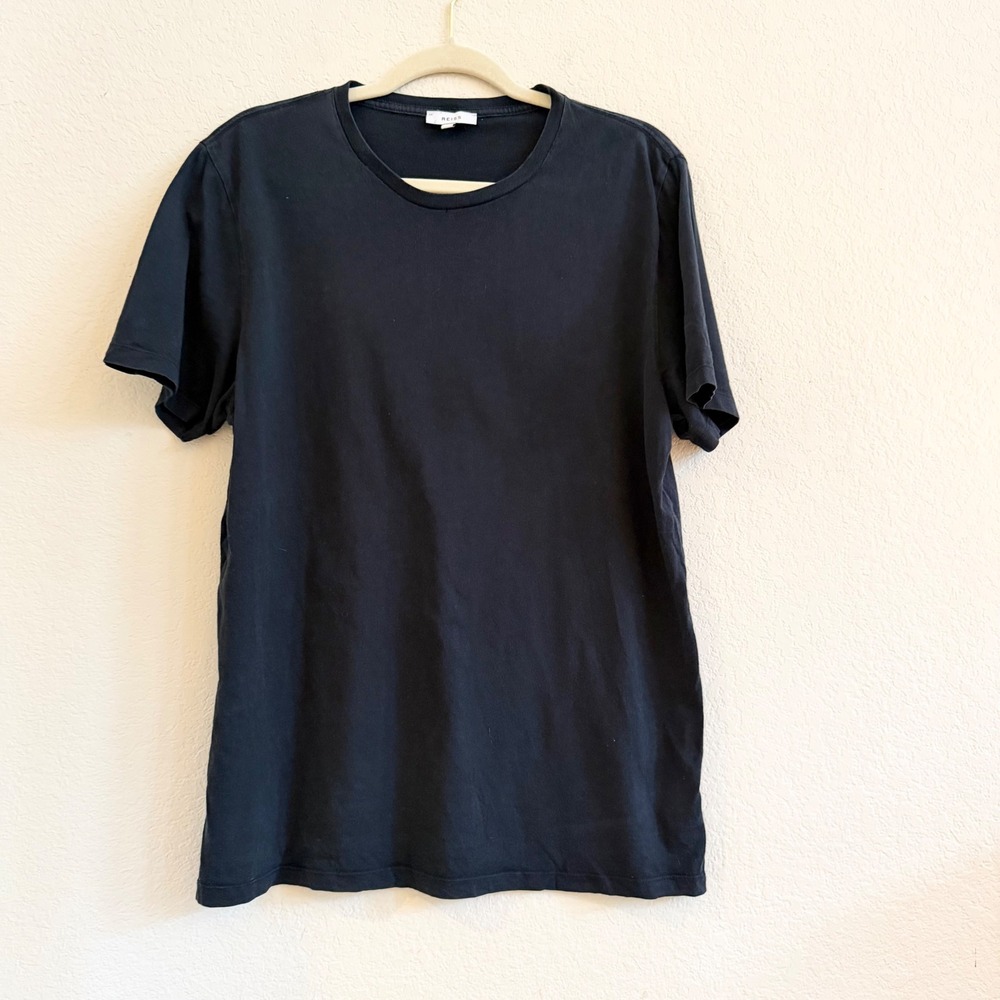 Reiss Mens Black Crew Neck Short Sleeve 100% Cotton T-Shirt Size‎ L